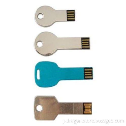 Metal Key USB Disks with 1 to 32GB Storage, Laser Engraving and Silkscreen Logo, Full-color Options